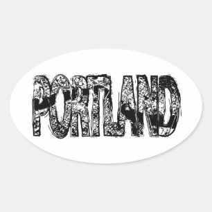 Portland Grunge Map Oval Sticker