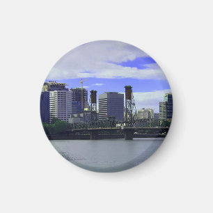Portland Hawthorne Bridge #1 Round Magnet