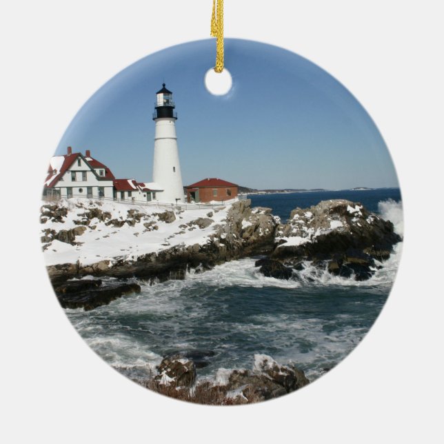 Portland Head Light  Ceramic Ornament (Back)