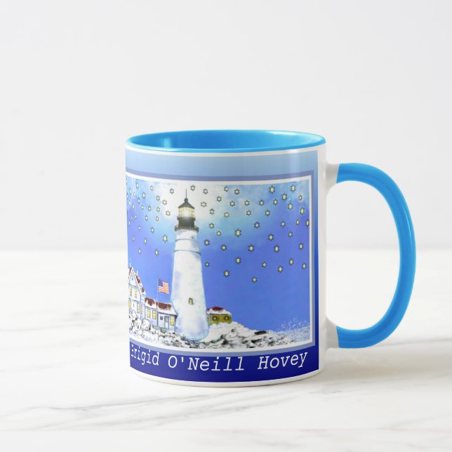 Portland Head Light - Fall & Winter by Bonhovey Mug (Right)