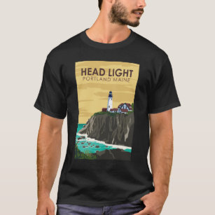 Portland Head Light Maine Vintage Art T-Shirt