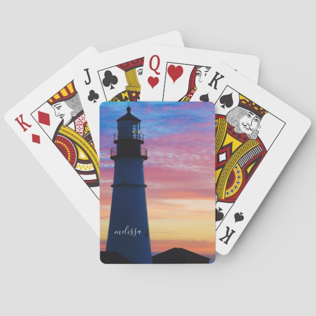 Portland Head Light Sunrise Maine Lighthouse Playing Cards (Back)