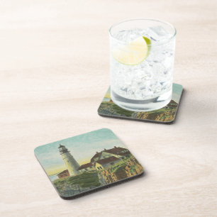 Portland Head Light Watercolor Coaster