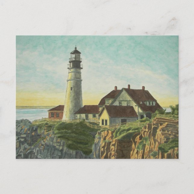 Portland Head Light Watercolor Postcard (Front)