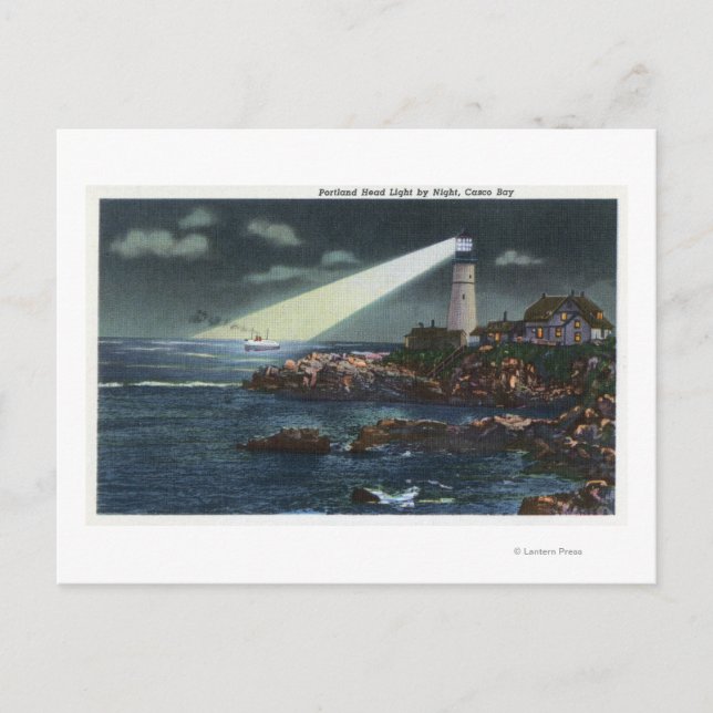 Portland Head Lighthouse at Night Postcard (Front)