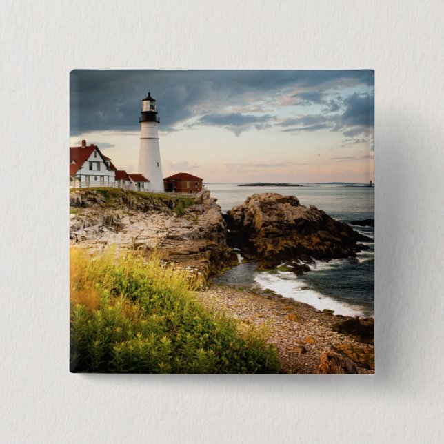 Portland Head Lighthouse | Cape Elizabeth, Me 15 Cm Square Badge (Front)