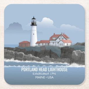 Portland Head Lighthouse Square Paper Coaster