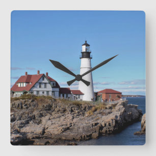 Portland Head Lighthouse Square Wall Clock
