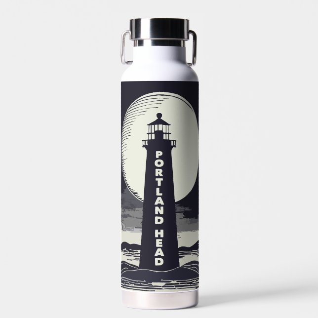 Portland Head Maine Lighthouse Moon Water Bottle (Front)