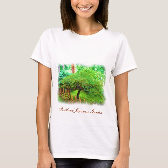 Portland Japanese Garden watercolor t-shirt (Front)