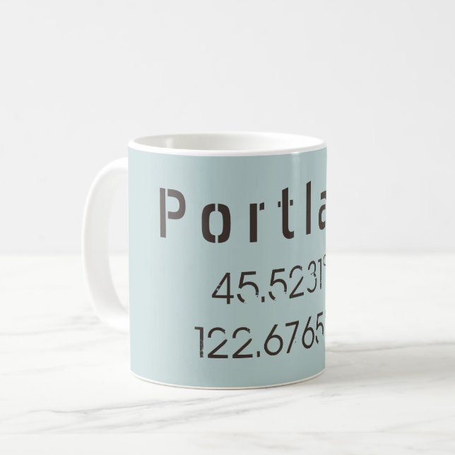 Portland Latitude & Longitude Coffee Mug (Front Left)