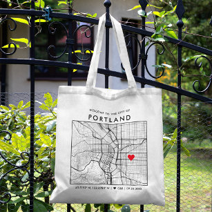 Portland Love Locator   City Map Wedding Welcome Tote Bag
