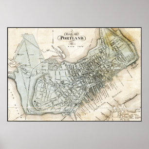 Portland, Maine 1857 Map Poster