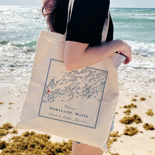 Portland Maine Casco Bay Wedding Welcome Tote Bag (Creator Uploaded)