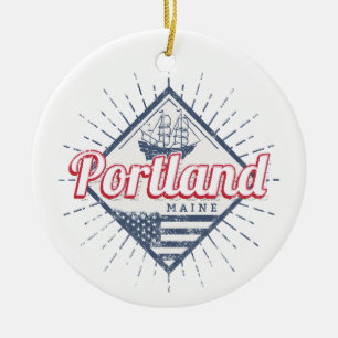 Portland Maine City United States Vintage USA Ceramic Ornament