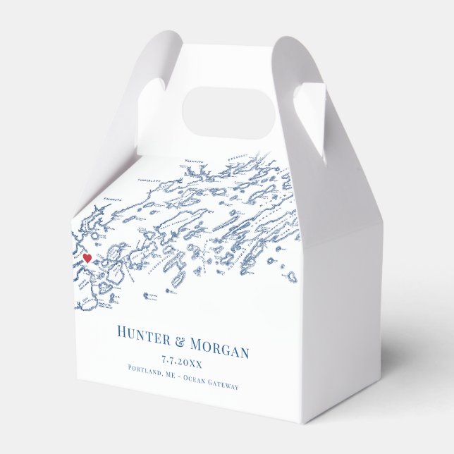 Portland Maine Destination Wedding Elegant Favour Box (Front Side)