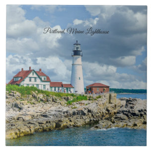 Portland, Maine lighthouse (labelled) Ceramic Tile