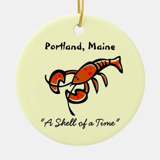 Portland, Maine Lobster Ceramic Tree Decoration (Front)