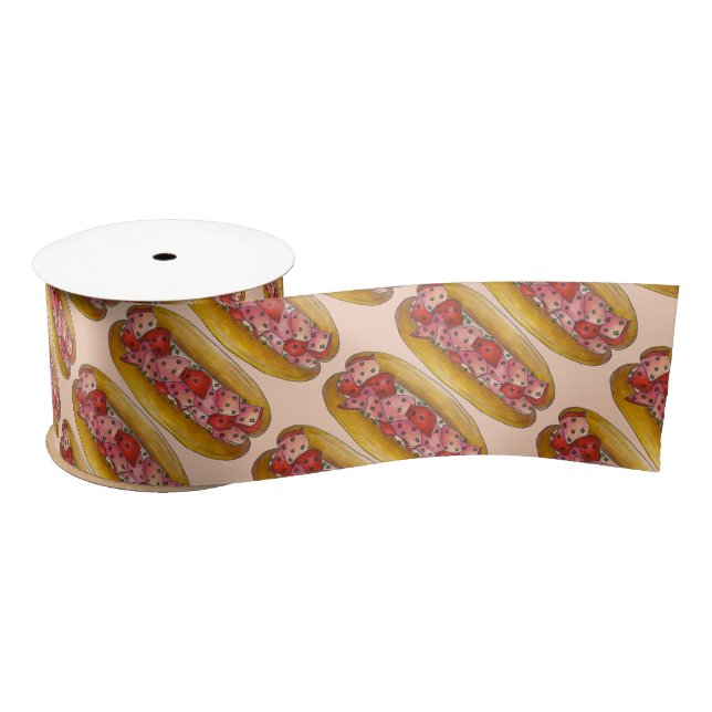 Portland Maine Lobster Roll Sandwich Seafood Food Satin Ribbon (Spool)