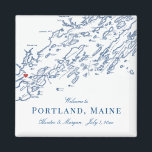 Portland Maine Map Elegant Wedding Favour Magnet<br><div class="desc">Quick and Easy ordering! These Portland, Maine map magnets are perfect to welcome your out of town guests with welcome bag favours, or customise them for your wedding party. Perfect for weddings at Brick South or Portland Ocean Gateway. Move the heart by clicking "Edit Using design tool" under "Personalise". Map...</div>