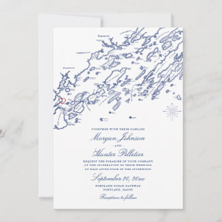 Portland Maine Map Wedding Invitation