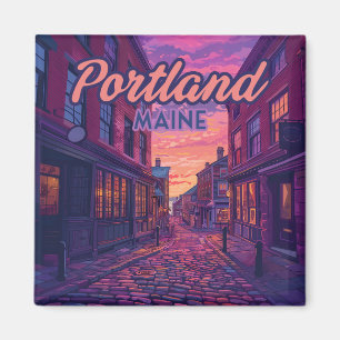 Portland Maine Old Port Cobblestone Vintage Magnet