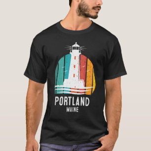 Portland Maine Retro Vintage Lighthouse Idea Desig T-Shirt