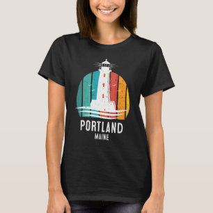 Portland Maine Retro Vintage Lighthouse Idea Desig T-Shirt