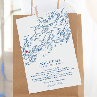 Portland Maine Wedding Welcome Itinerary Thank You Card