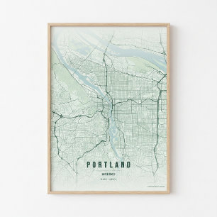 Portland Map Forest Print Oregon Wallart Poster