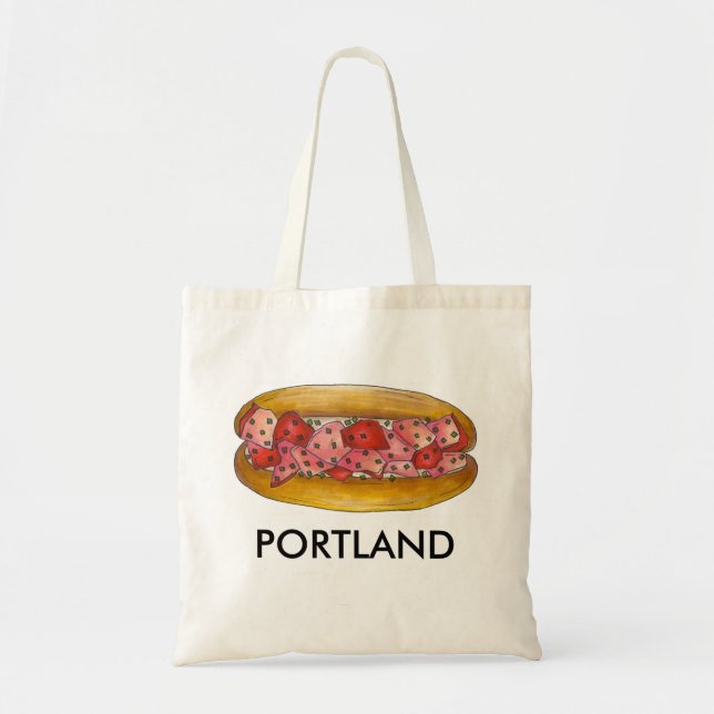 Portland ME Maine Lobster Roll Sandwich Seafood Tote Bag (Front)