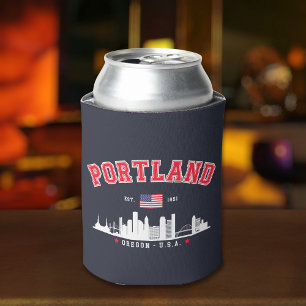 Portland Modern Skyline city Can Cooler