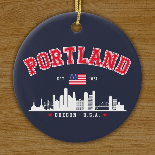 Portland Modern Skyline city Ceramic Ornament (Creator Uploaded)