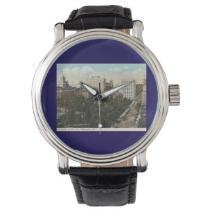 Portland OR, Panorama Downtown 1920s Vintage Style Watch