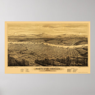 Portland, OR Panoramic Map - 1879 Poster