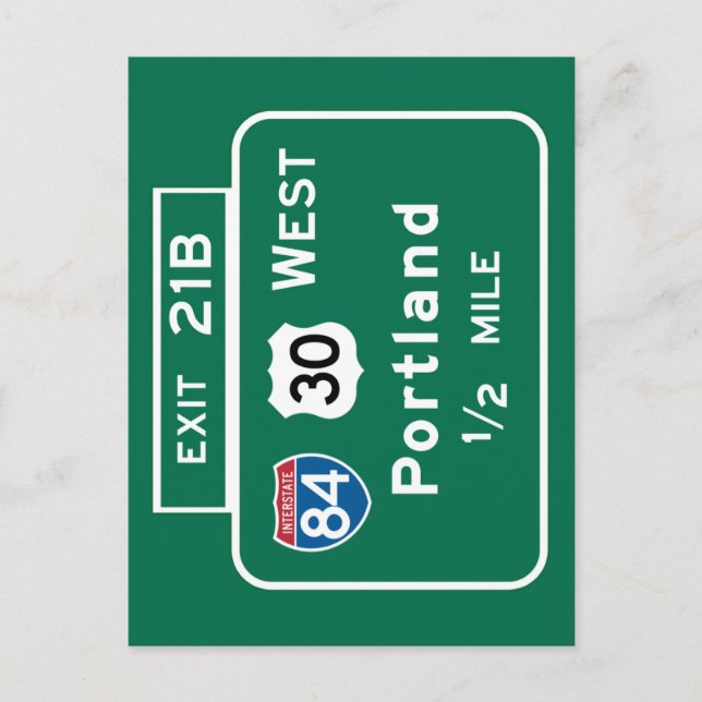 Portland, OR Road Sign Postcard (Front)