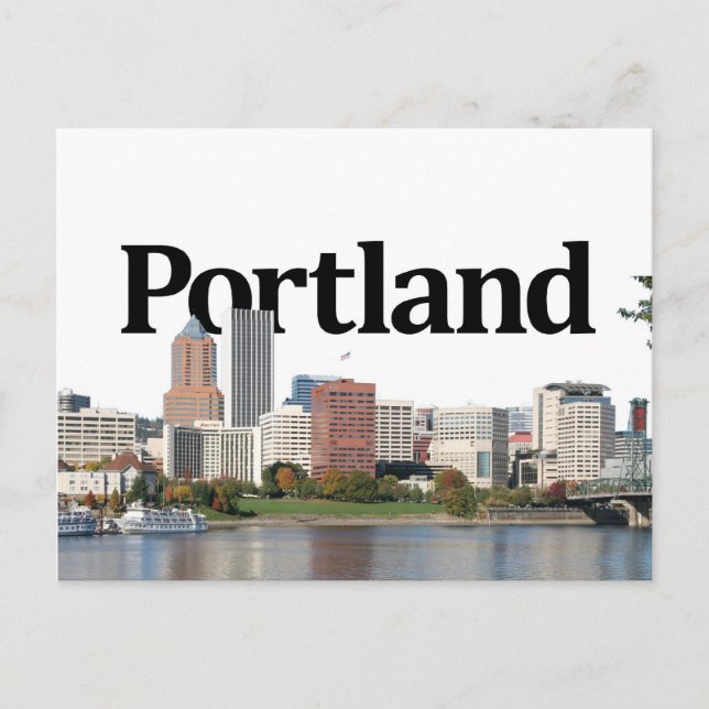 Portland OR Skyline with Portland in the Sky Postcard (Front)