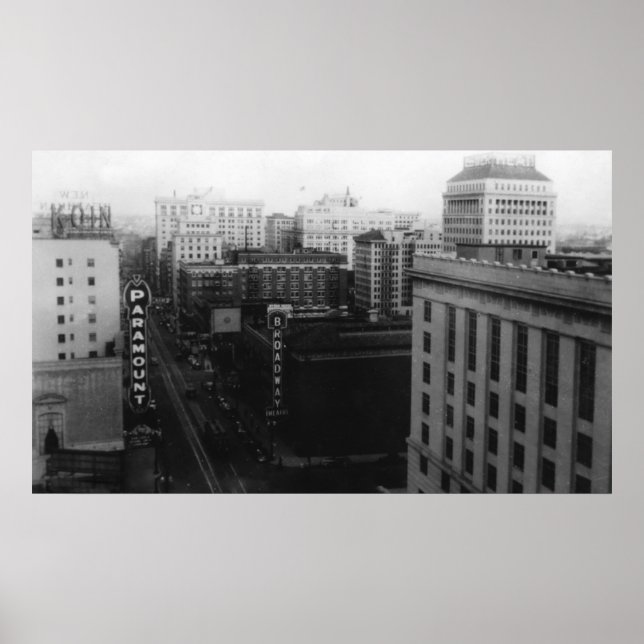 Portland, OR View of Broadway from Main St. Poster (Front)