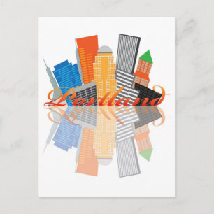 Portland Oregon Abstract Downtown City Skyline Postcard