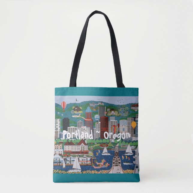 Portland Oregon Aqua Tote Bag (Front)