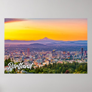 Portland, Oregon, At Sunset Poster