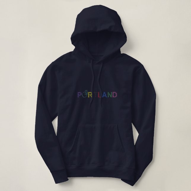 Portland Oregon Bike Womens Hoodie Sweatshirt (Design Front)
