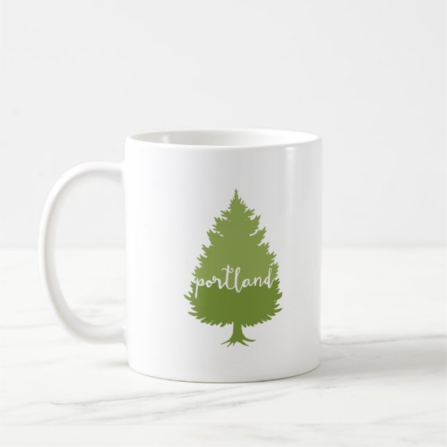 Portland, Oregon calligraphy tree Coffee Mug (Left)
