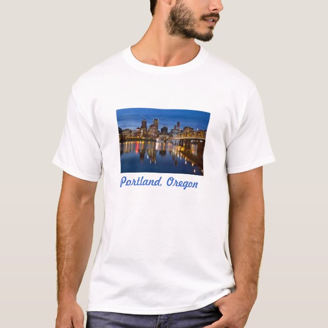 Portland Oregon City Blue Hour T-Shirt (Front)