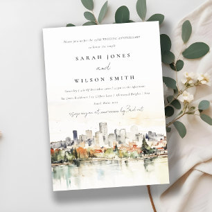 Portland Oregon City Scape Wedding Anniversary Invitation