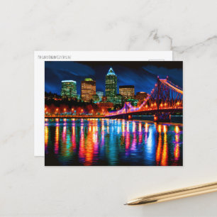 Portland Oregon City Skyline Painting  Postcard