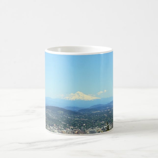 Portland, Oregon City View, Mount Hood background Coffee Mug (Center)