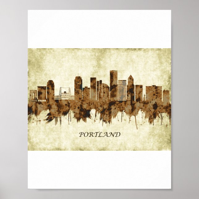 Portland Oregon Cityscape Poster (Front)