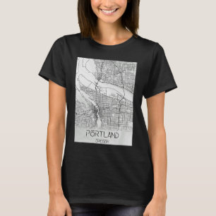 Portland Oregon Detailed City Road Map SC USA Vint T-Shirt