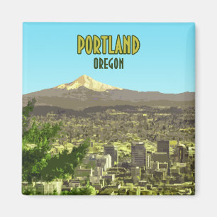 Portland Oregon Downtown Mt. Hood Vintage Magnet